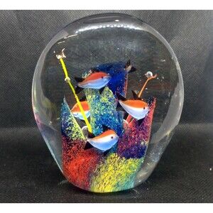 MID CENTURY CASED TROPICAL FISH TANK STUDIO ART GLASS AQUARIUM SCULPTURE